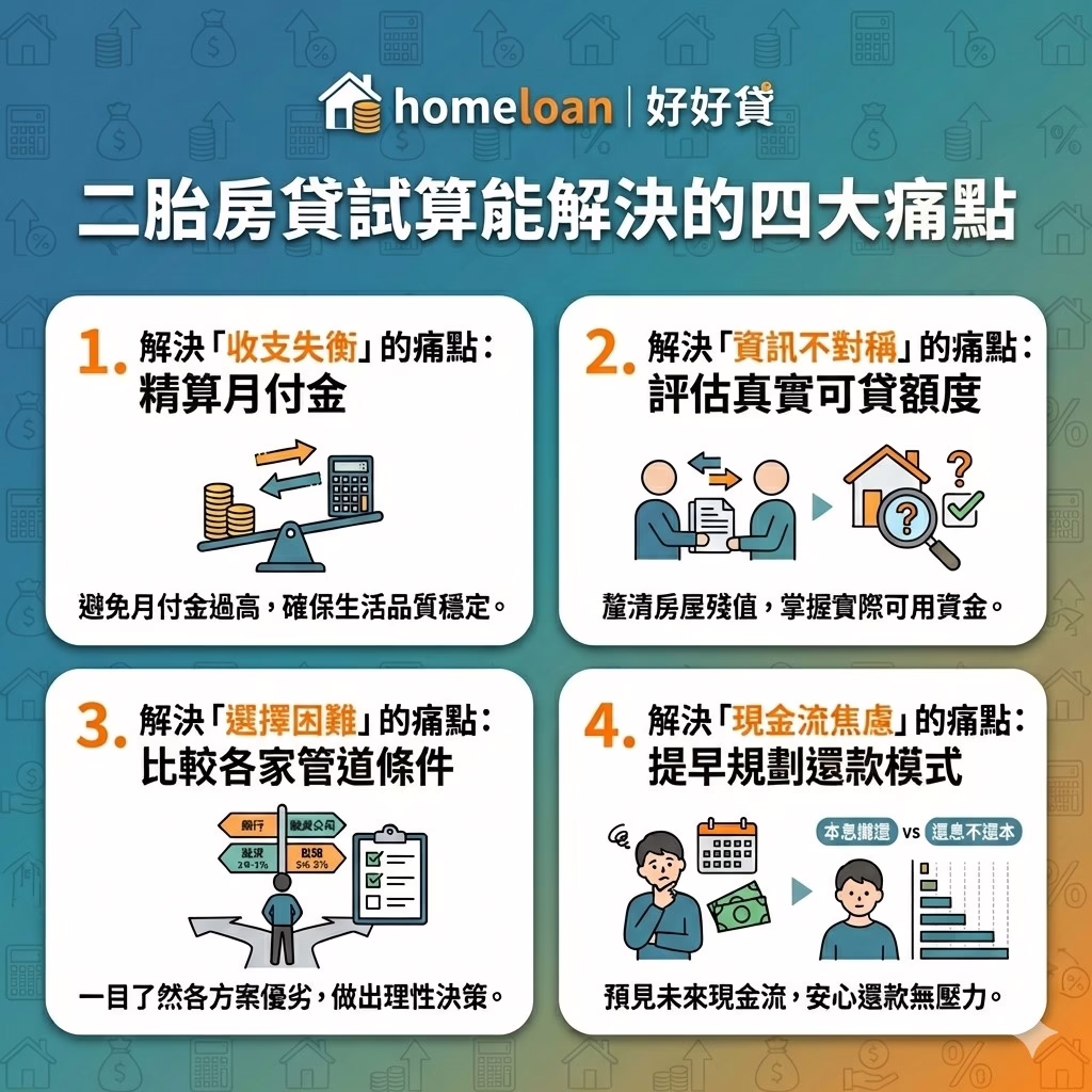 二胎房貸試算能解決的四大痛點