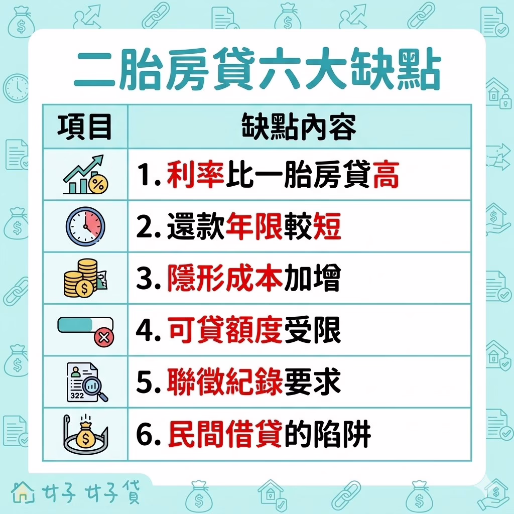 二胎房貸六大缺點